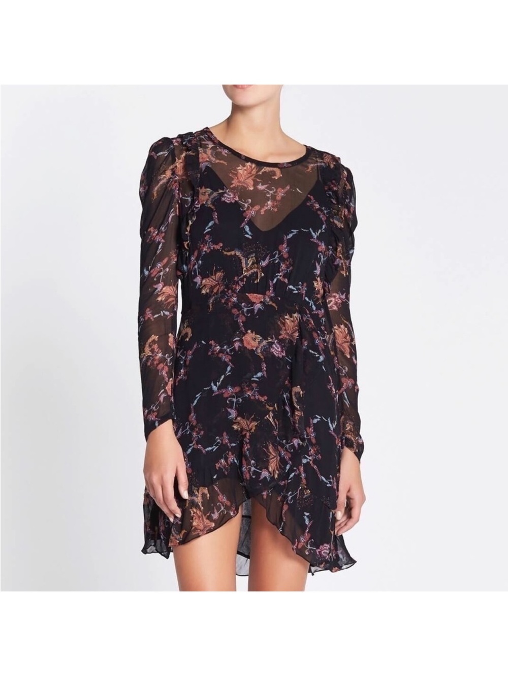 IRO | Ruffle Chiffon Long Sleeve Mini Dress